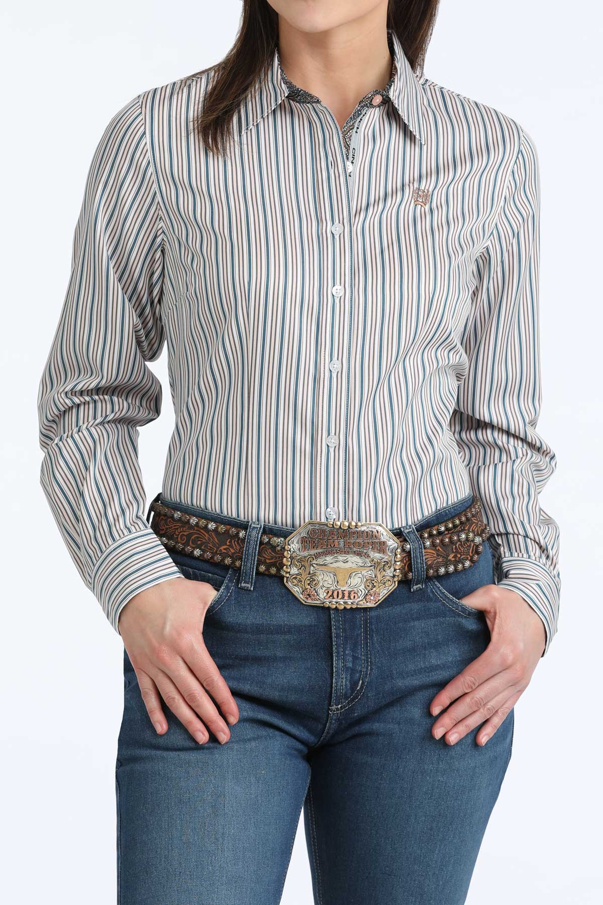 Cinch Women's Tencel White & Toasted Coconut Western Shirt