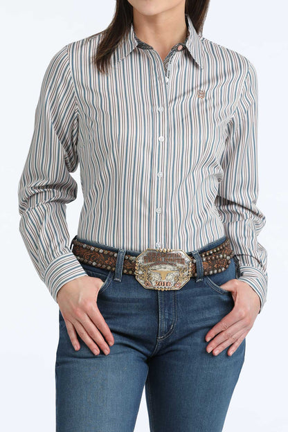 Cinch Women's Tencel White & Toasted Coconut Western Shirt