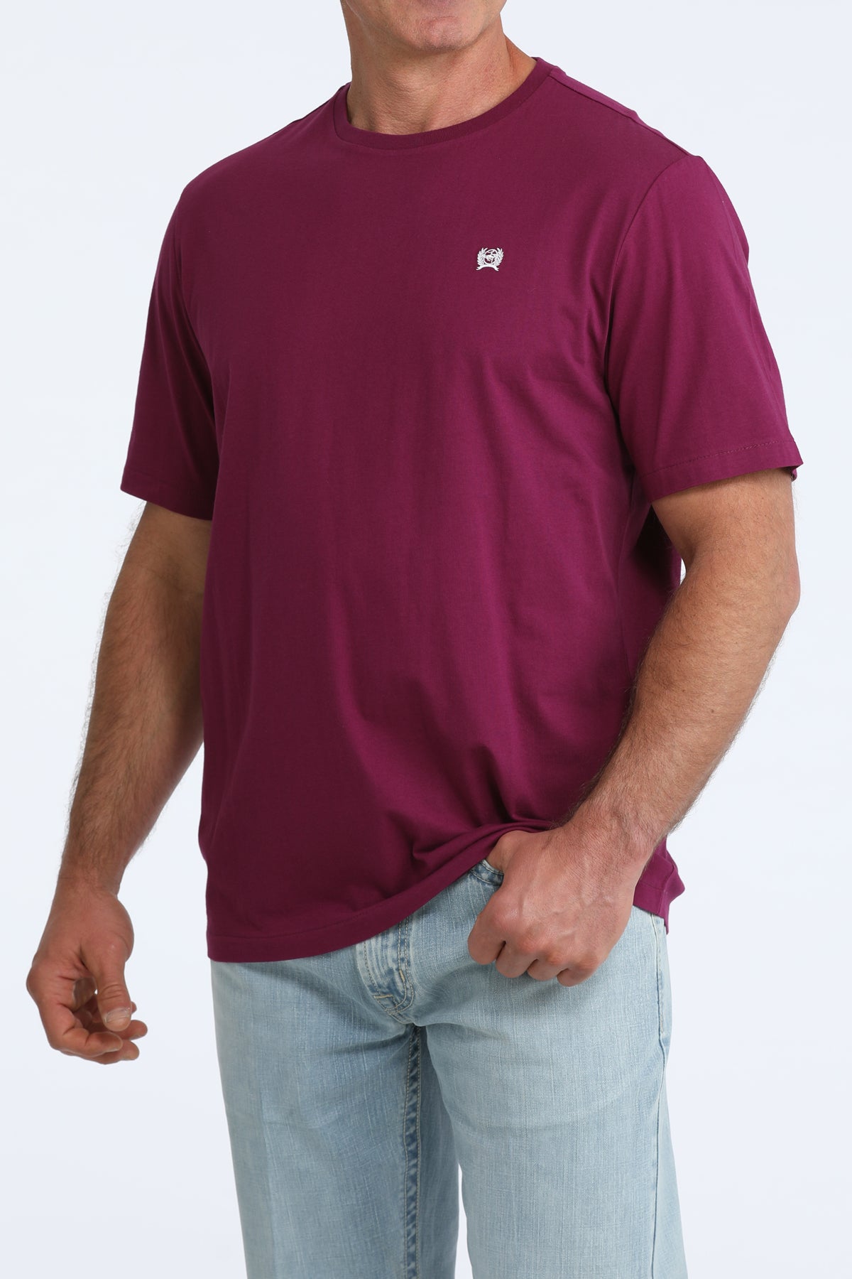 Cinch Men's Plain Purple Small Logo T-Shirt