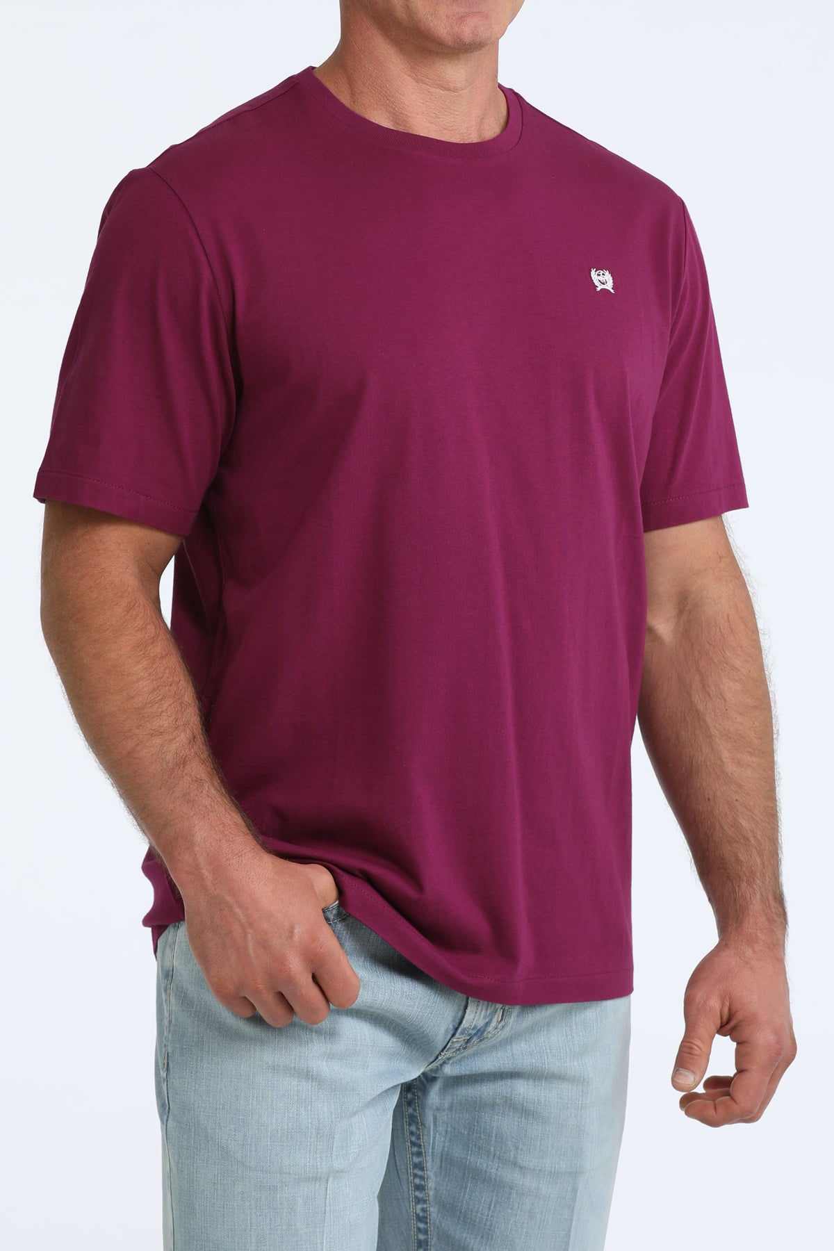 Cinch Men's Plain Purple Small Logo T-Shirt