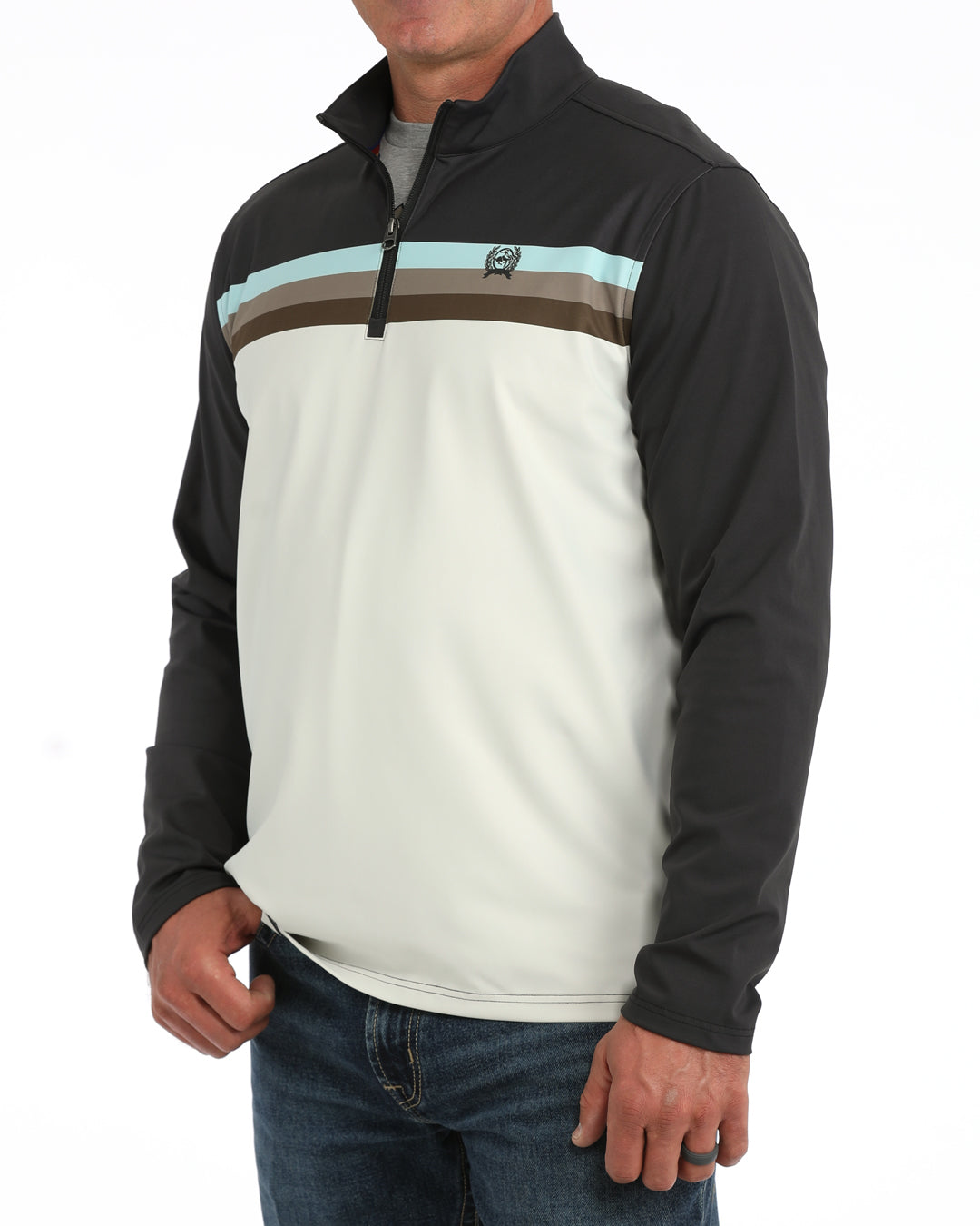 Cinch Men's Navy & Cream Stripe 1/4 Zip Pullover