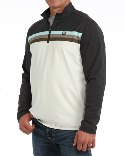 Cinch Men's Navy & Cream Stripe 1/4 Zip Pullover