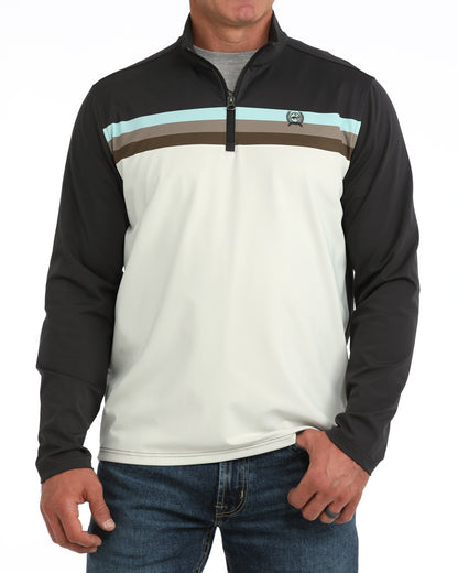 Cinch Men's Navy & Cream Stripe 1/4 Zip Pullover