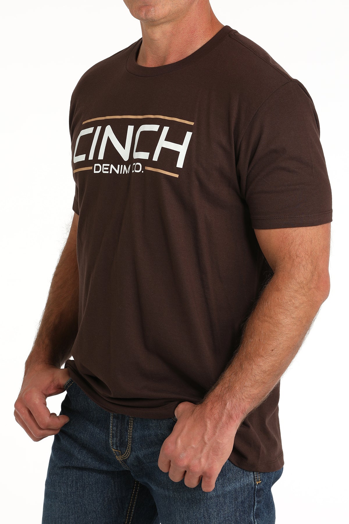 Cinch Men's Brown Straight Logo T-Shirt