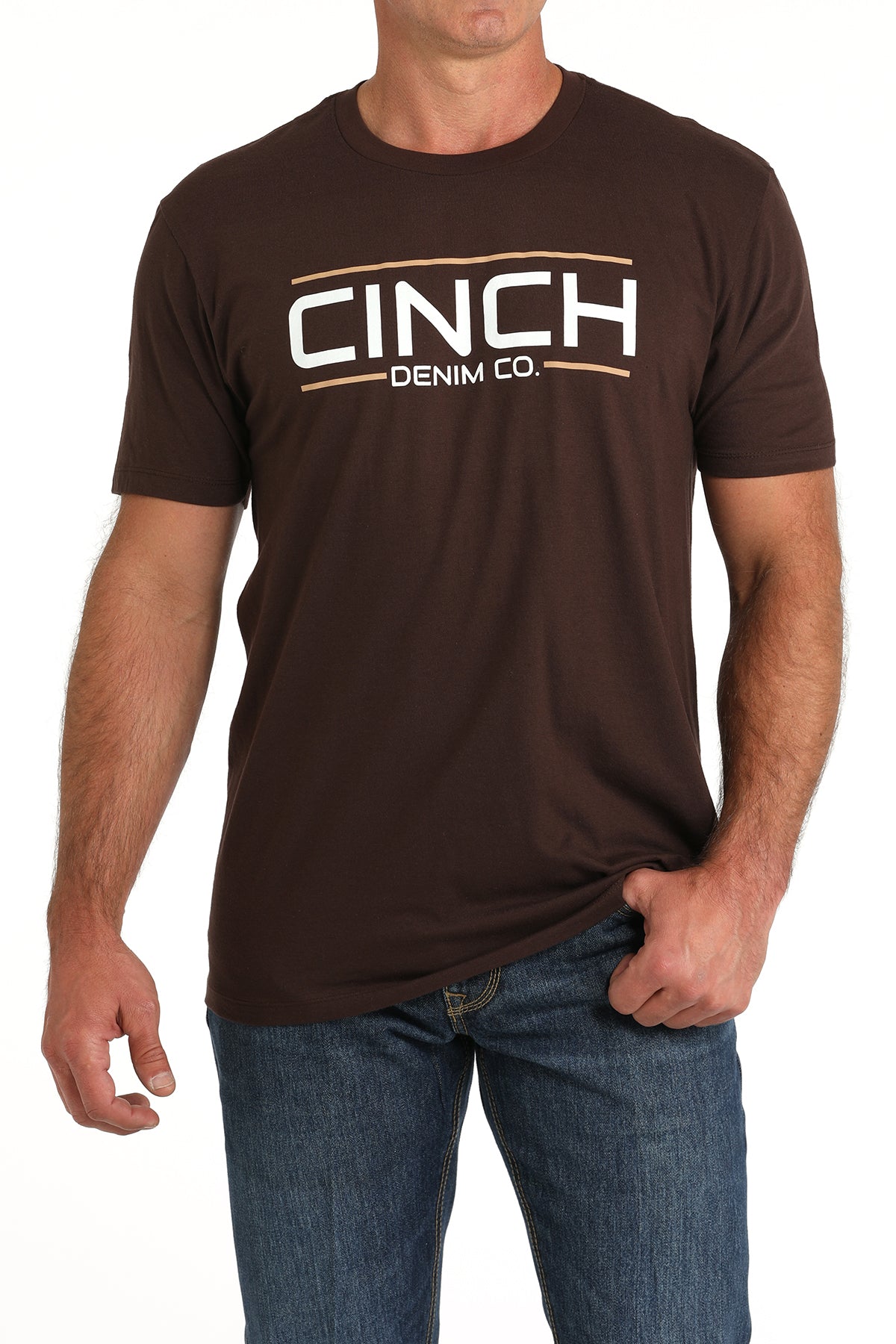 Cinch Men's Brown Straight Logo T-Shirt