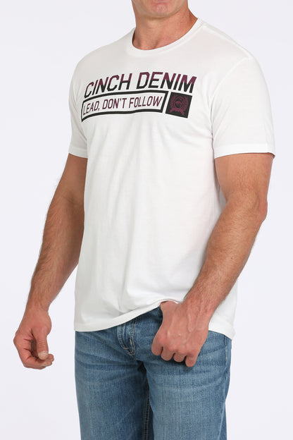 Cinch Men's White & Mulberry Lead Don't Follow T-Shirt