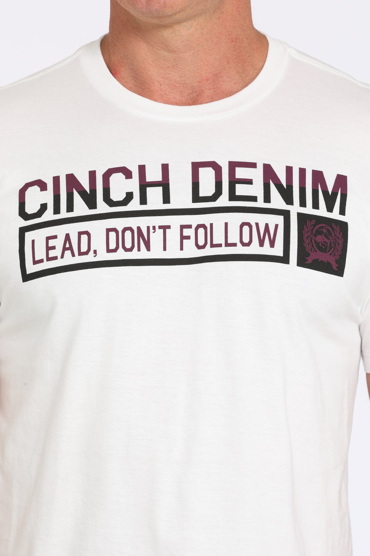 Cinch Men's White & Mulberry Lead Don't Follow T-Shirt