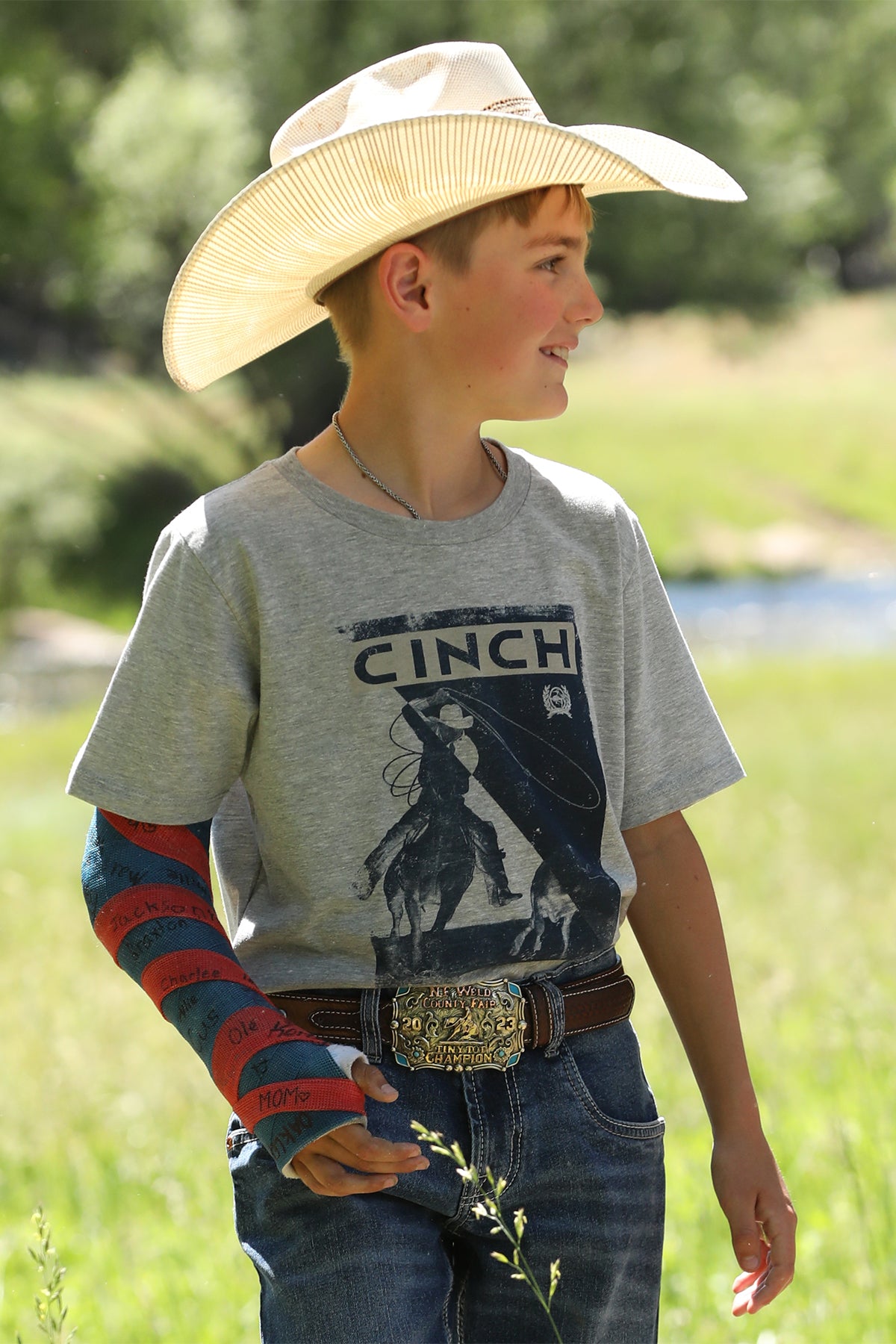 Cinch Boy's Gray Team Roping Heeler T-Shirt