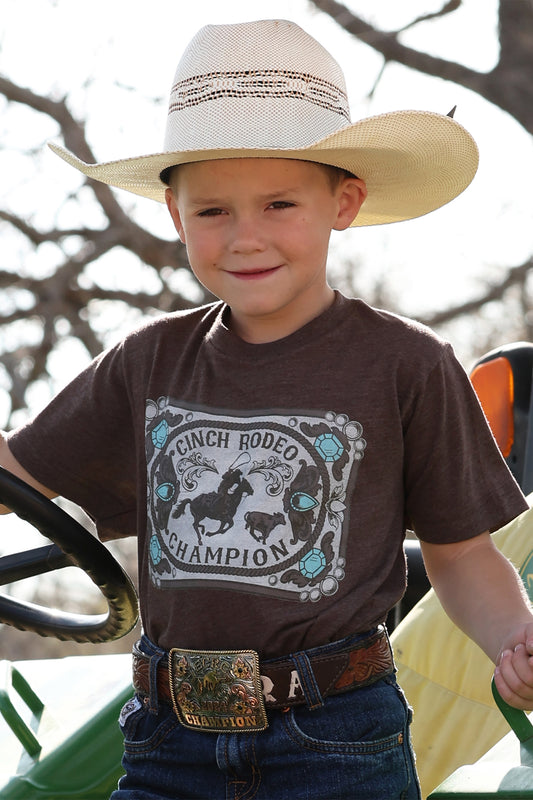 Cinch Boy's Brown Champion Buckle T-Shirt