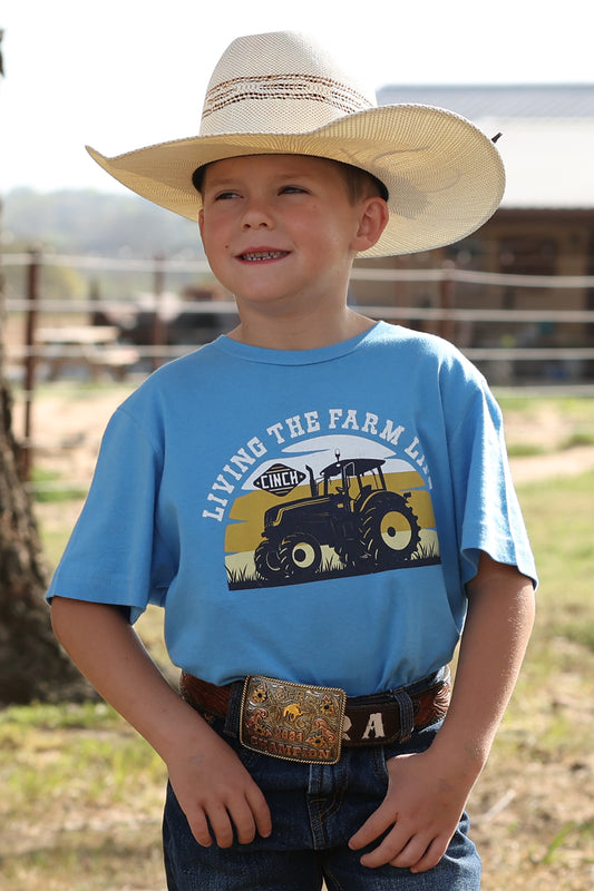 Cinch Boy's Blue Living The Farm Life T-Shirt