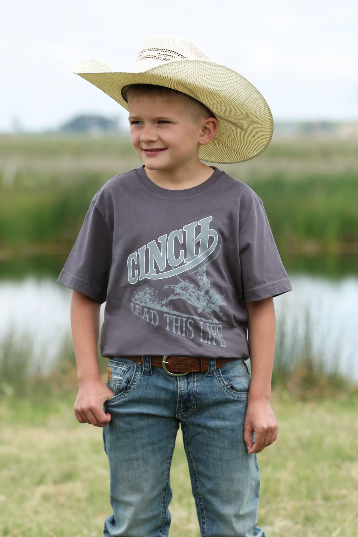 Cinch Boy's Charcoal Lead This Life Bull T-Shirt