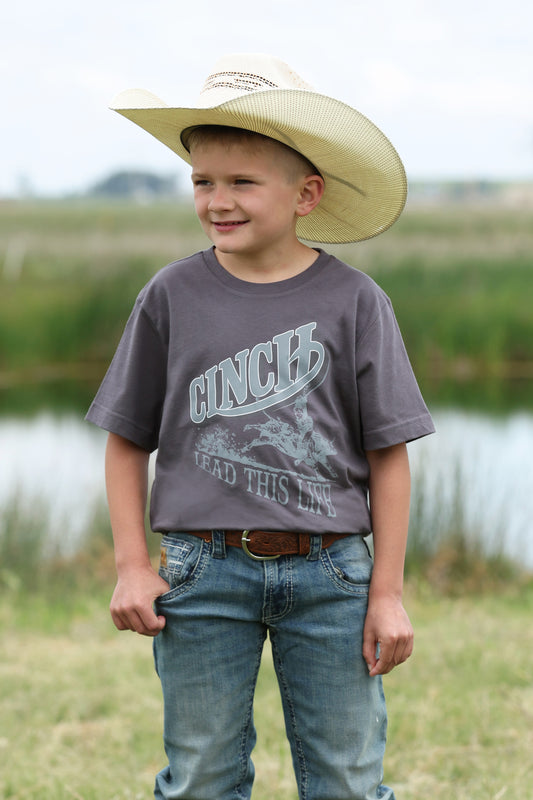 Cinch Boy's Charcoal Lead This Life Bull T-Shirt