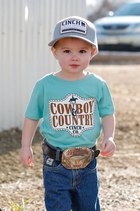 Cinch Boy's Infant Teal/Blue Cowboy Country T-Shirt