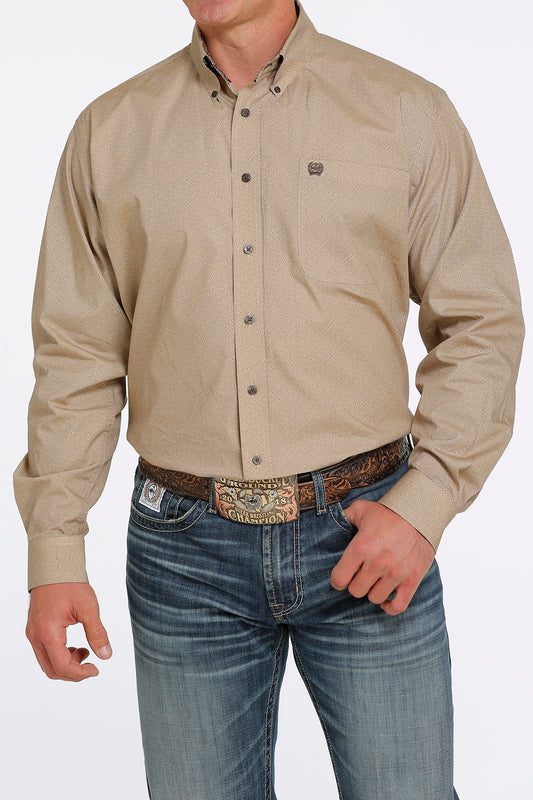 Cinch Men's Khaki Dotted Western Shirt