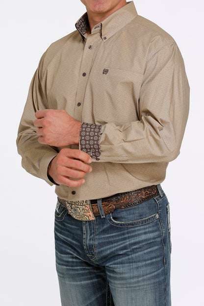 Cinch Men's Khaki Dotted Western Shirt