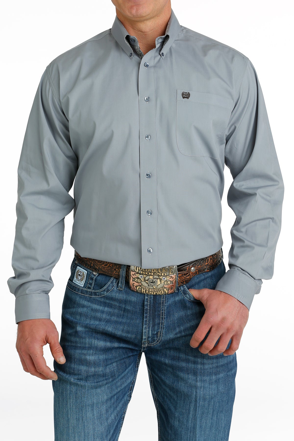 Cinch Men's Solid Light Gray Western Shirt