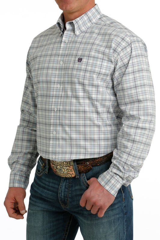 Cinch Men's Purple & Light Blue Plaid Western Shirt