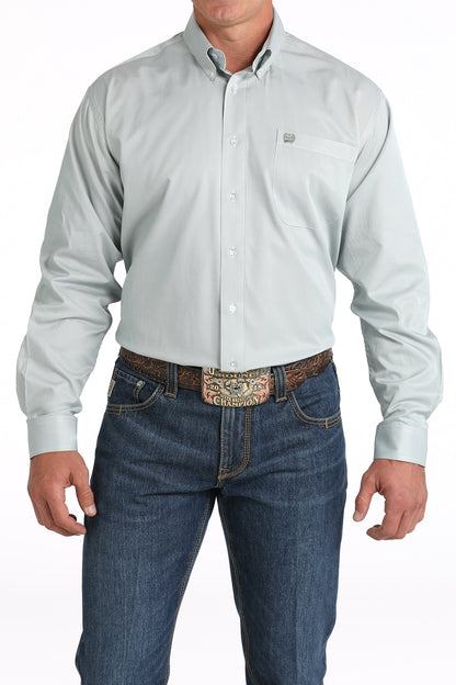 Cinch Men's Tencel Sage Green MicroStripe Western Shirt