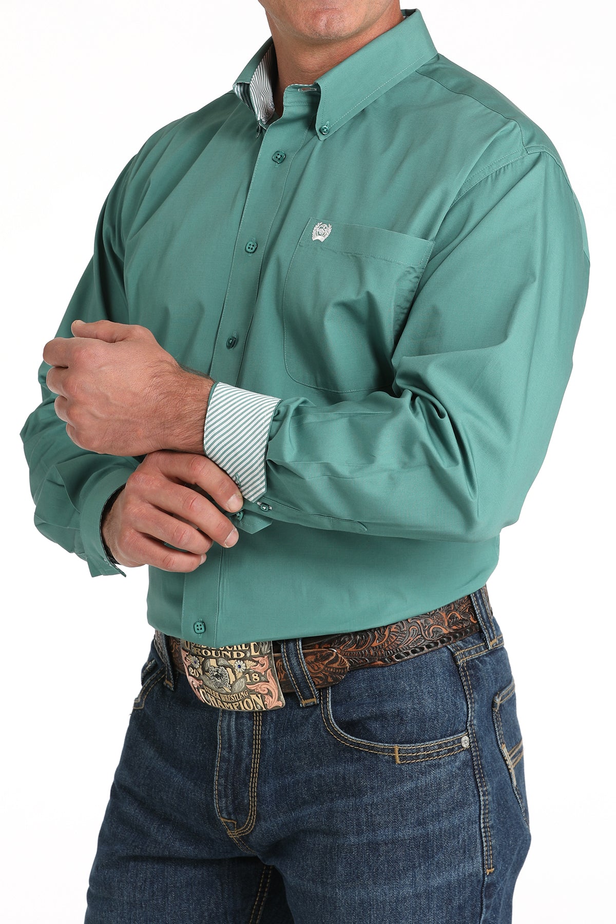 Cinch Men's Solid Green Teal Western Shirt