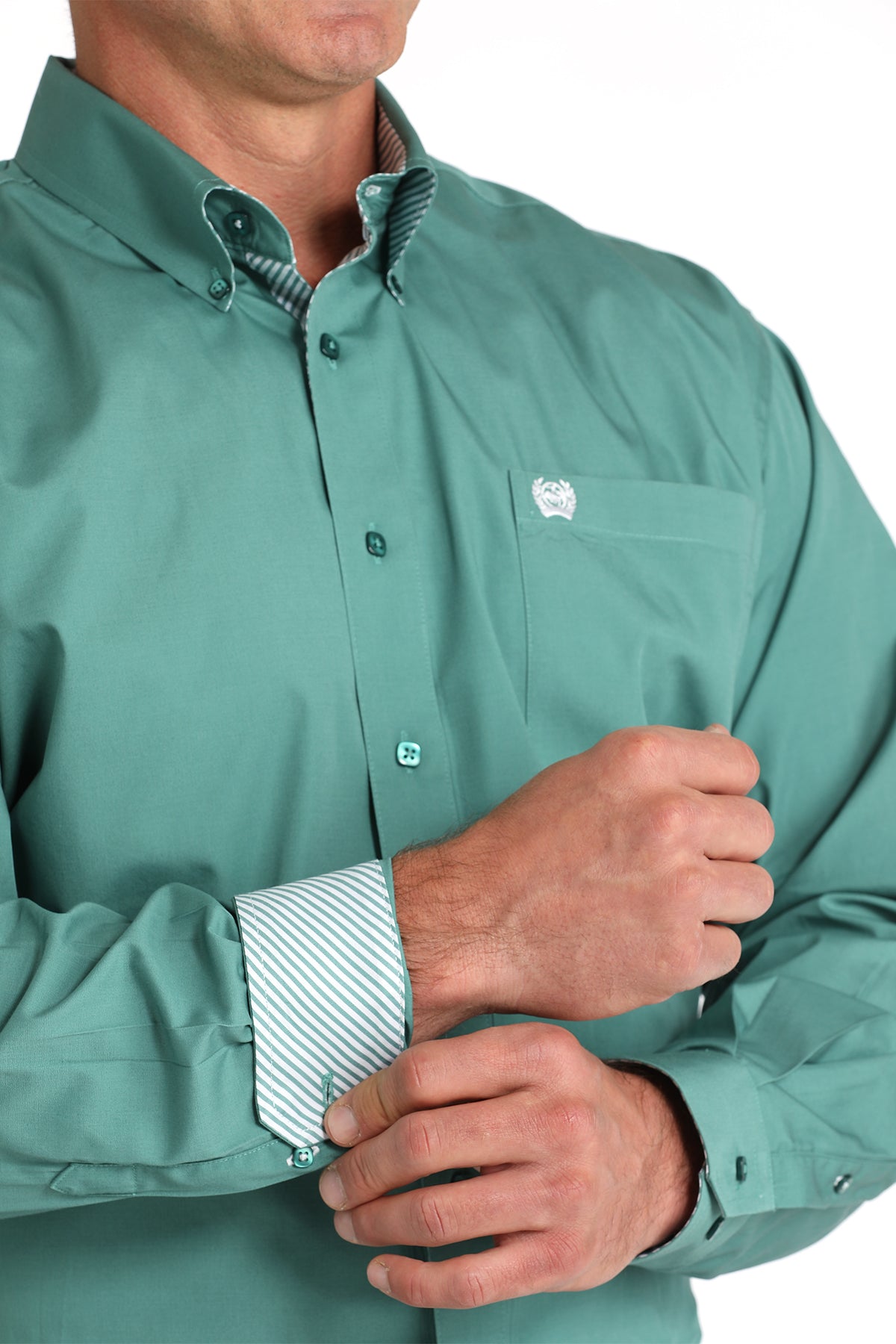 Cinch Men's Solid Green Teal Western Shirt