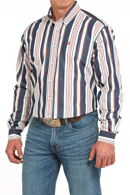 Cinch Men's Navy & Red Stripe Western Shirt
