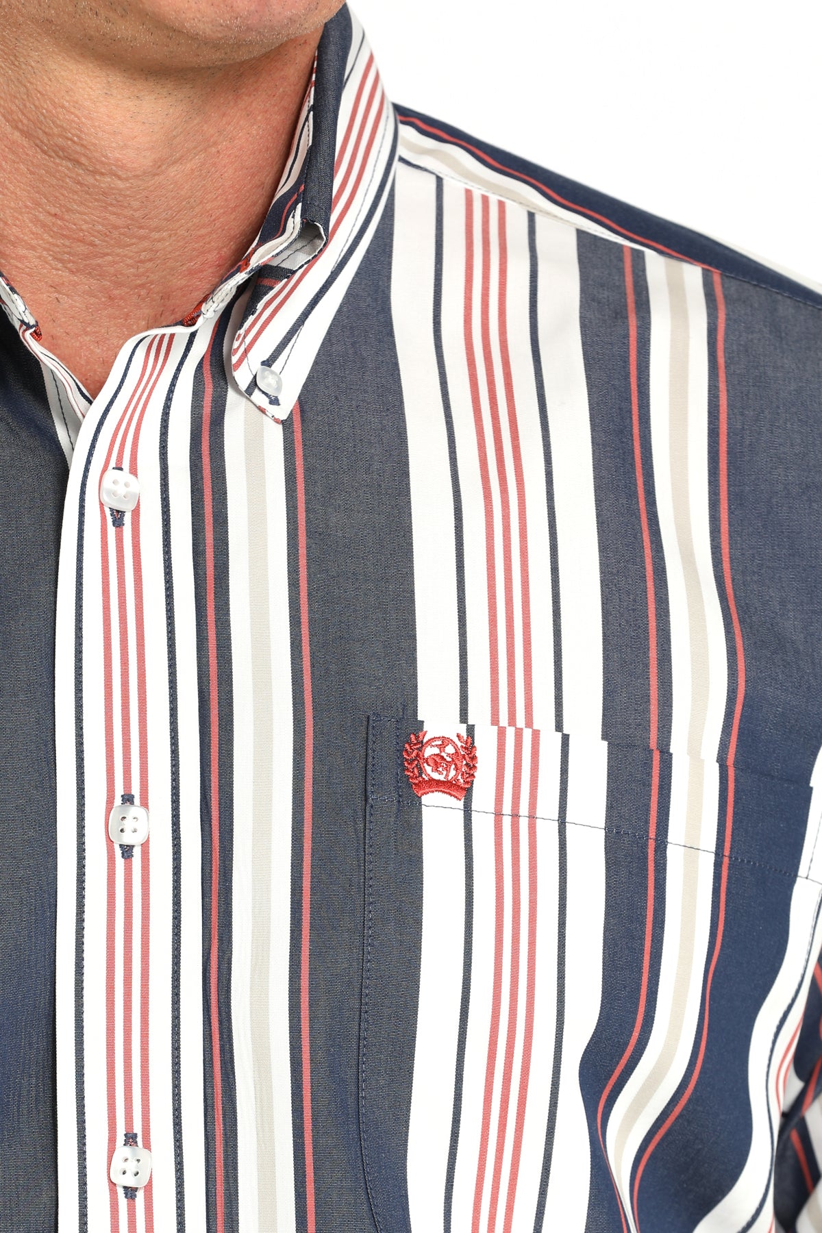 Cinch Men's Navy & Red Stripe Western Shirt