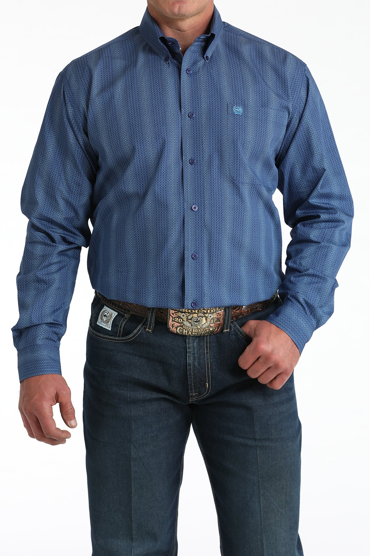 Cinch Men's Royal Blue Print Western Shirt