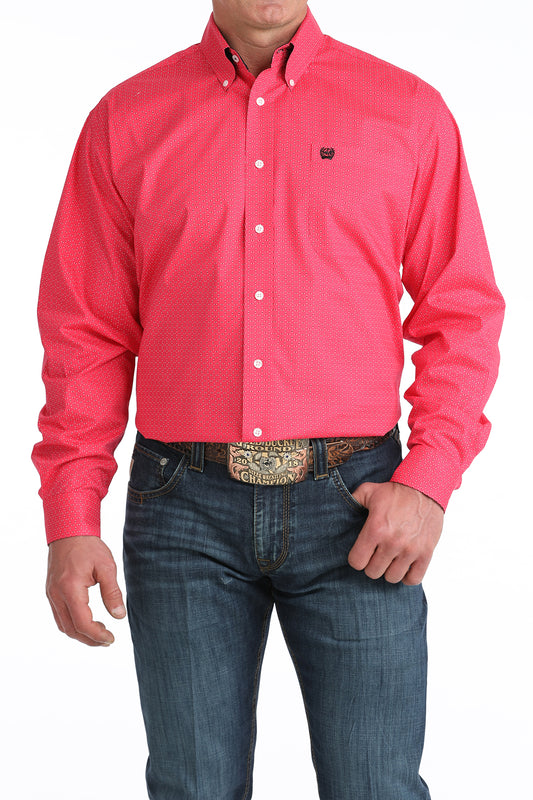 Cinch Men's Pink Dash Pattern Western Shirt