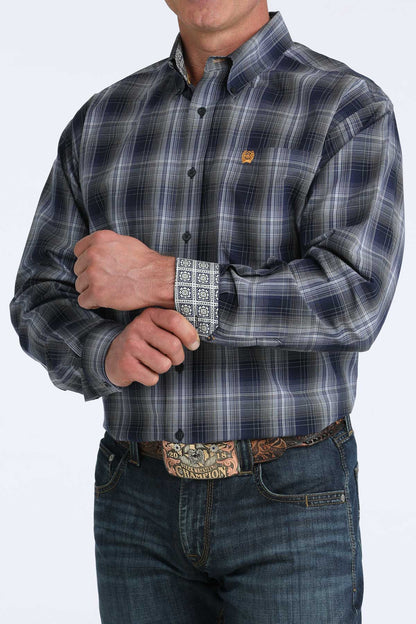 Cinch Men's Navy Blue Plaid Western Shirt