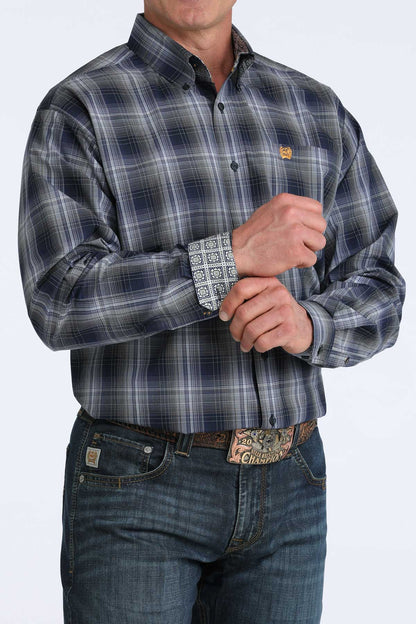 Cinch Men's Navy Blue Plaid Western Shirt