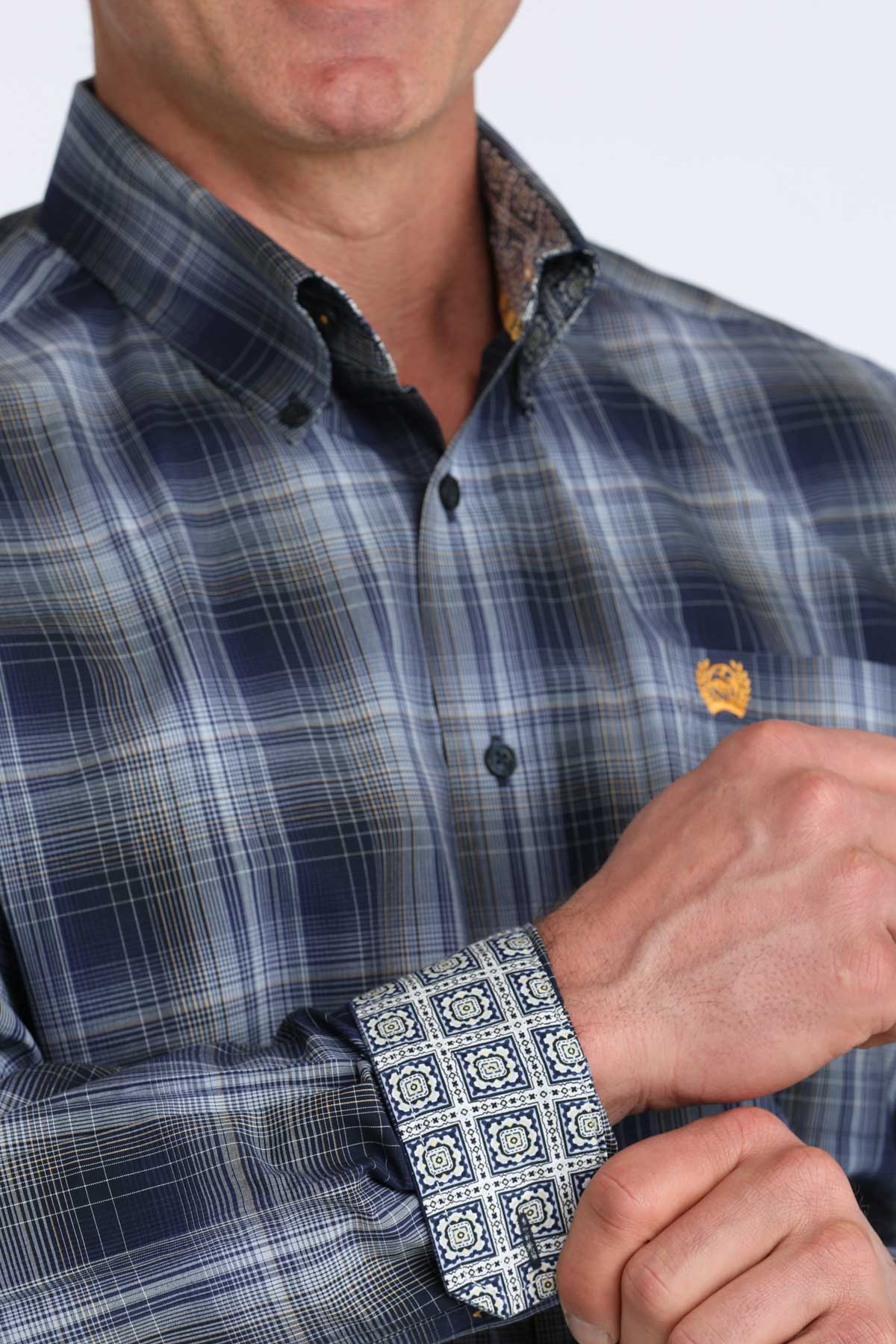 Cinch Men's Navy Blue Plaid Western Shirt