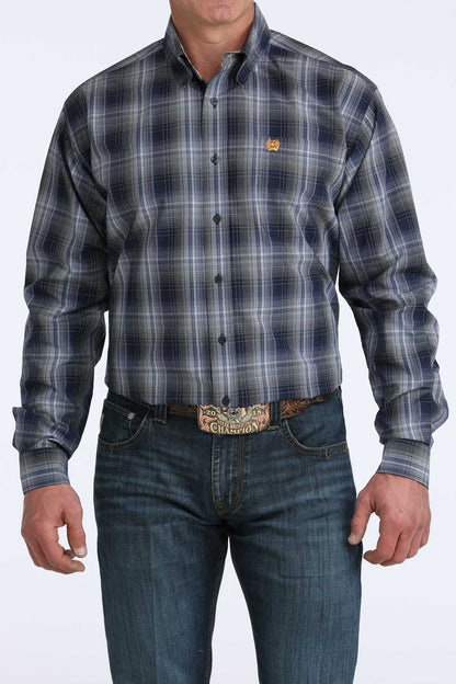 Cinch Men's Navy Blue Plaid Western Shirt