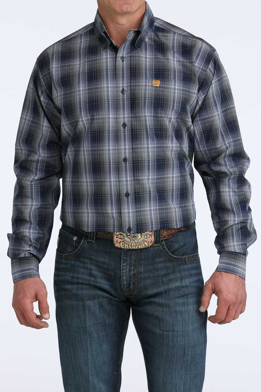 Cinch Men's Navy Blue Plaid Western Shirt