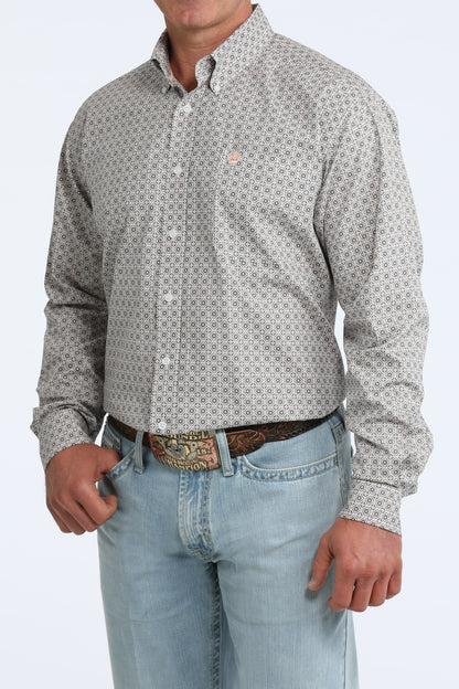 Cinch Men's Coral & Pond Diamond Print Western Shirt