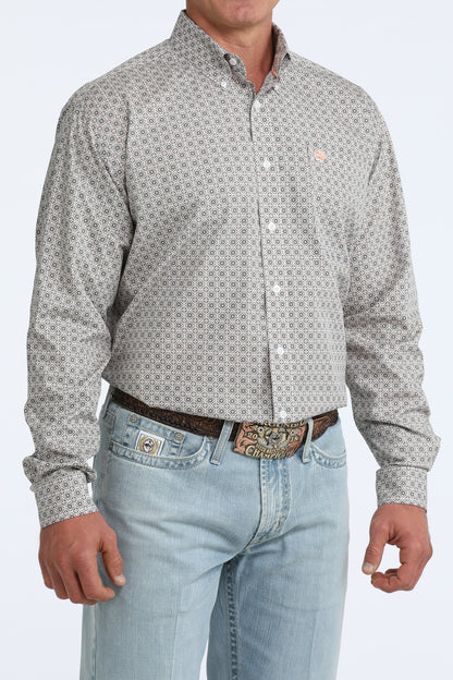 Cinch Men's Coral & Pond Diamond Print Western Shirt
