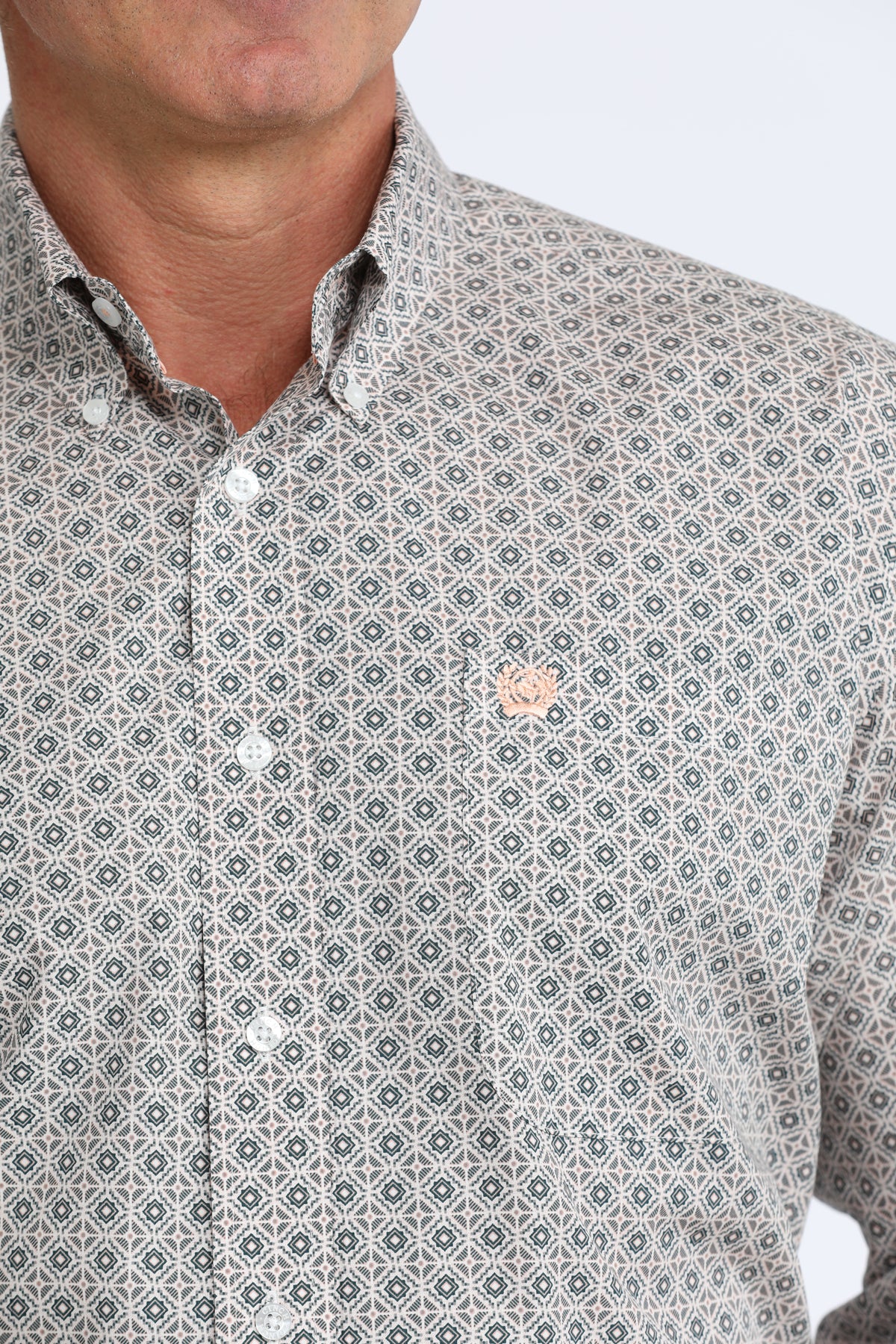 Cinch Men's Coral & Pond Diamond Print Western Shirt