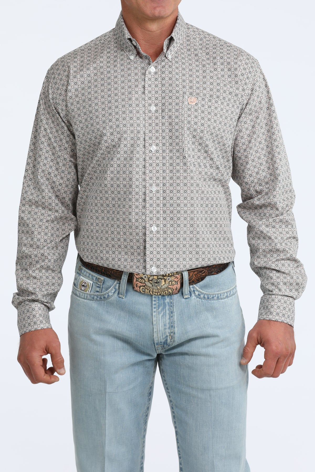 Cinch Men's Coral & Pond Diamond Print Western Shirt