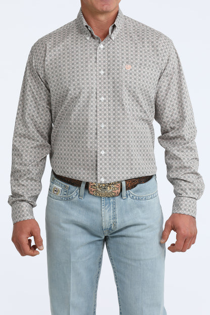 Cinch Men's Coral & Pond Diamond Print Western Shirt