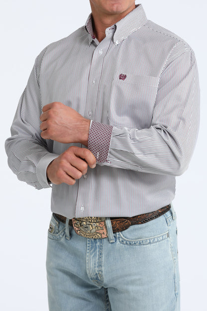 Cinch Men's Tencel Plum & Pond Stripe Western Shirt