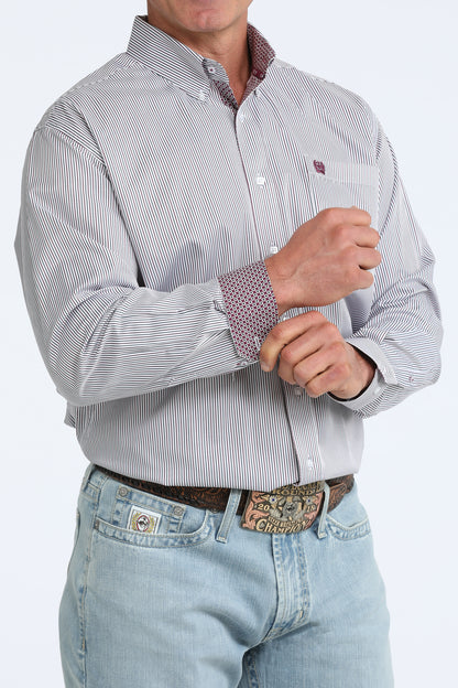 Cinch Men's Tencel Plum & Pond Stripe Western Shirt