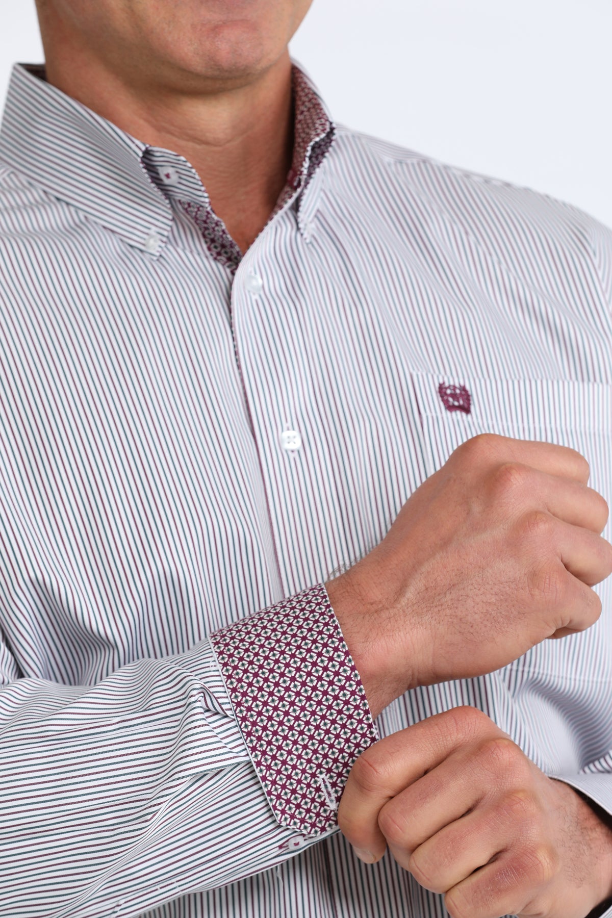 Cinch Men's Tencel Plum & Pond Stripe Western Shirt