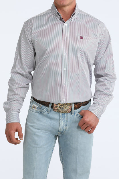 Cinch Men's Tencel Plum & Pond Stripe Western Shirt