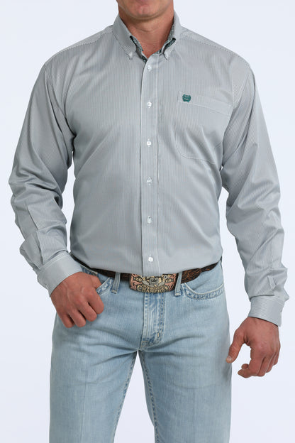 Cinch Men's Tencel Green & Black Stripe Western Shirt
