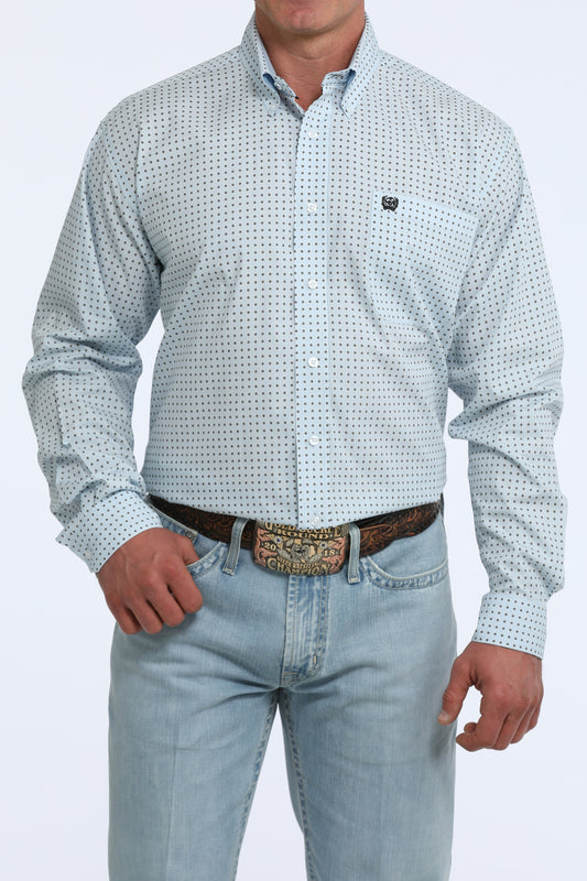 Cinch Men’s Light Blue Geo Print Classic Fit