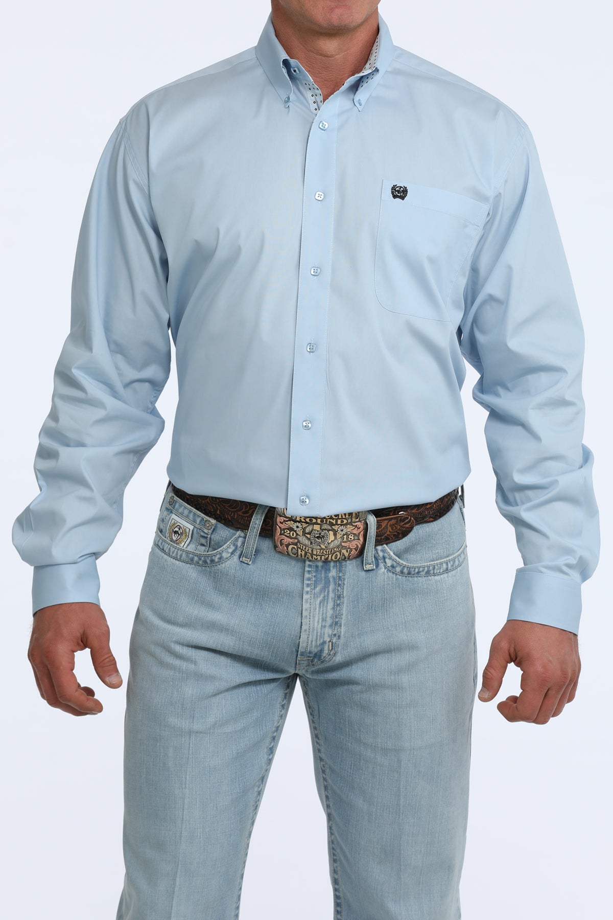 Cinch Men's Light Blue Long Sleeve Western Shirt