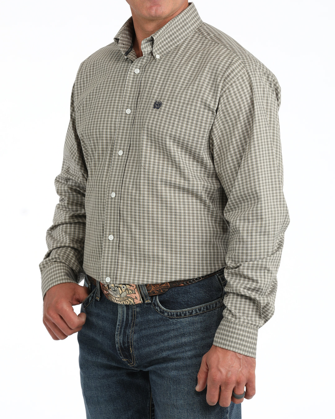 Cinch Men's Olive Plaid Western Shirt