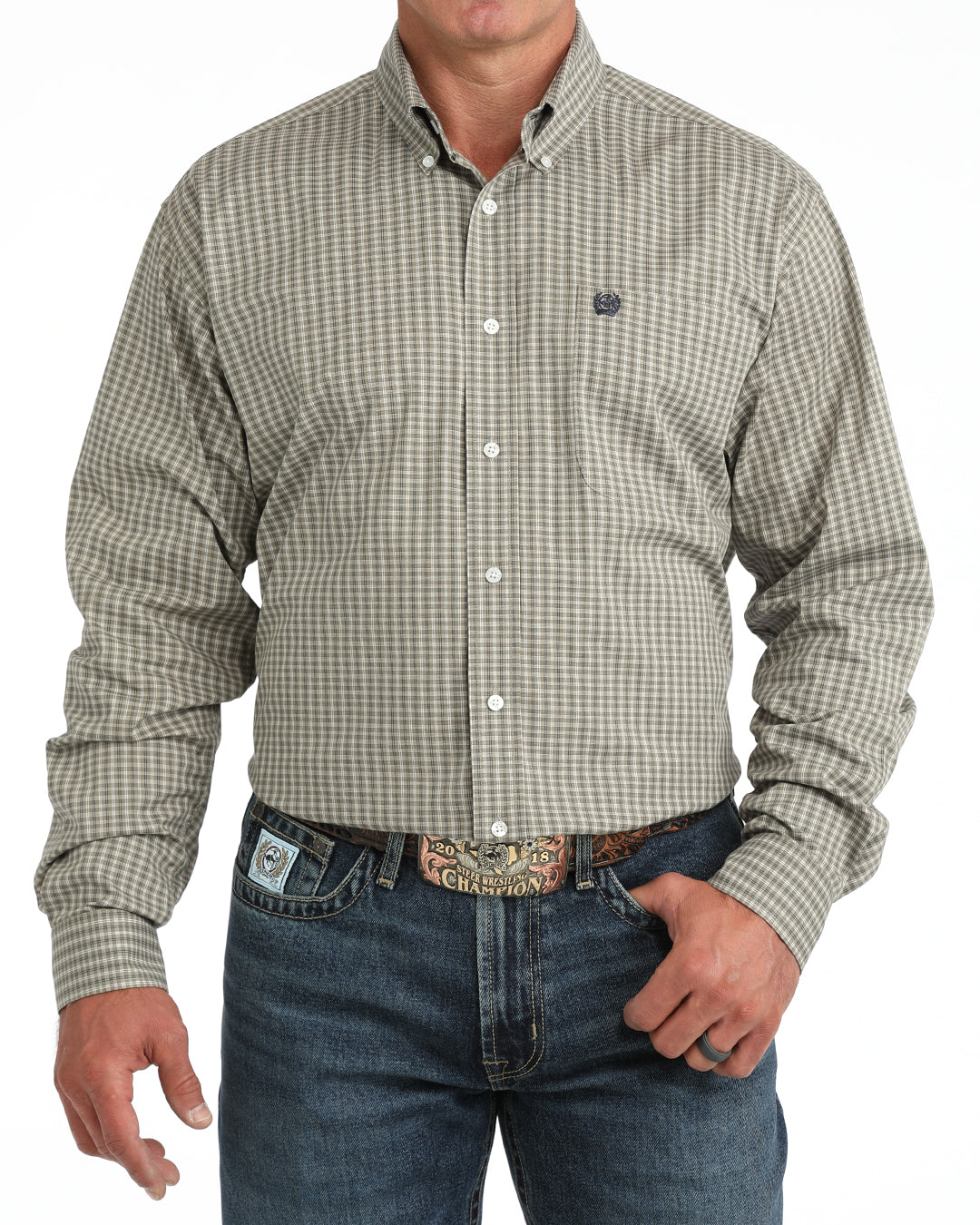 Cinch Men's Olive Plaid Western Shirt