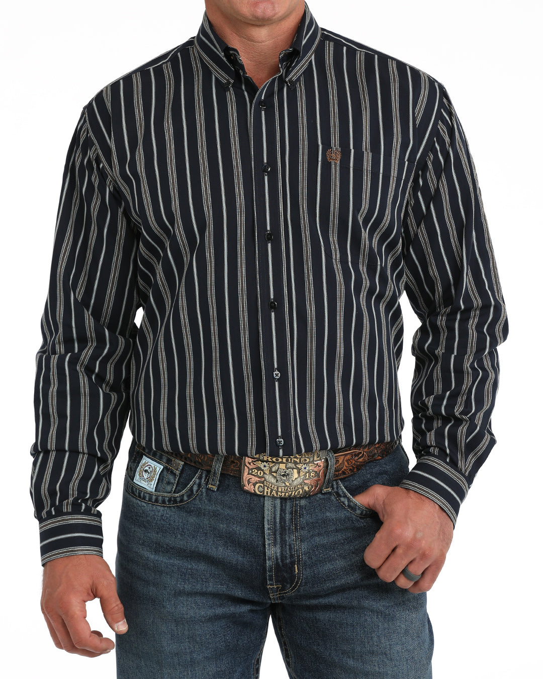 Cinch Men's Navy Sky Captain Stripe Western Shirt