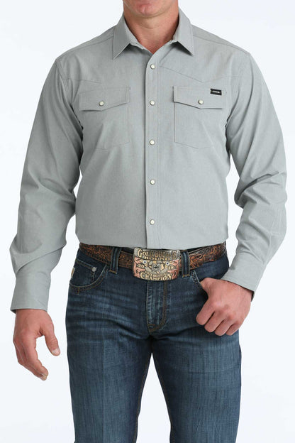 Cinch Men's Solid Gray Camp Western Shirt