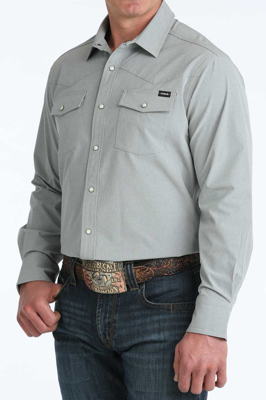 Cinch Men's Solid Gray Camp Western Shirt